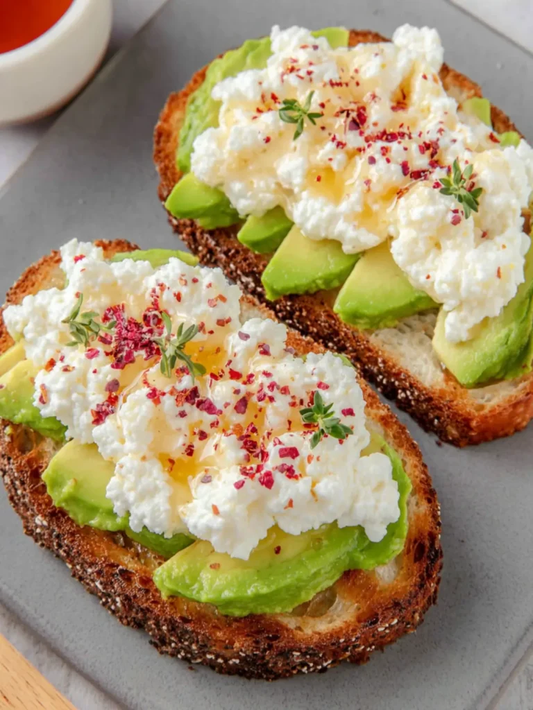 Cottage Cheese Toast With Avocado & Hot Honey First Image