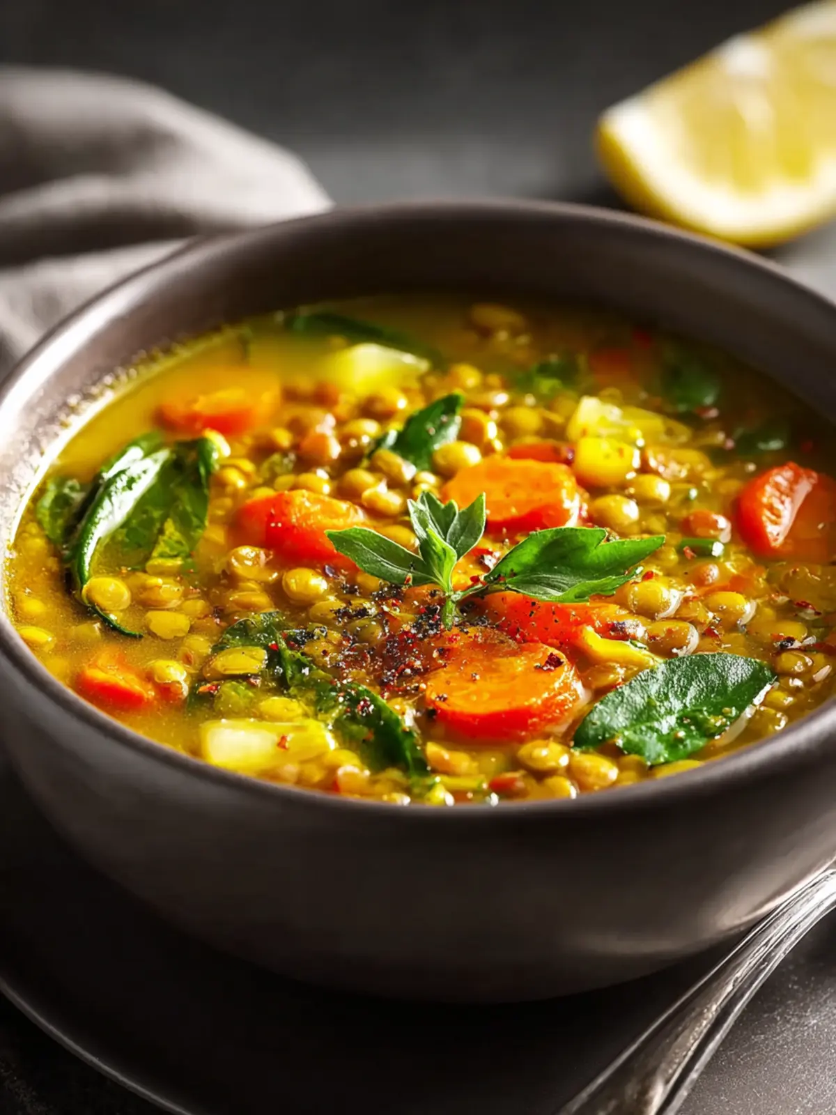 Turmeric Lentil Vegetable Soup Recipe First Image