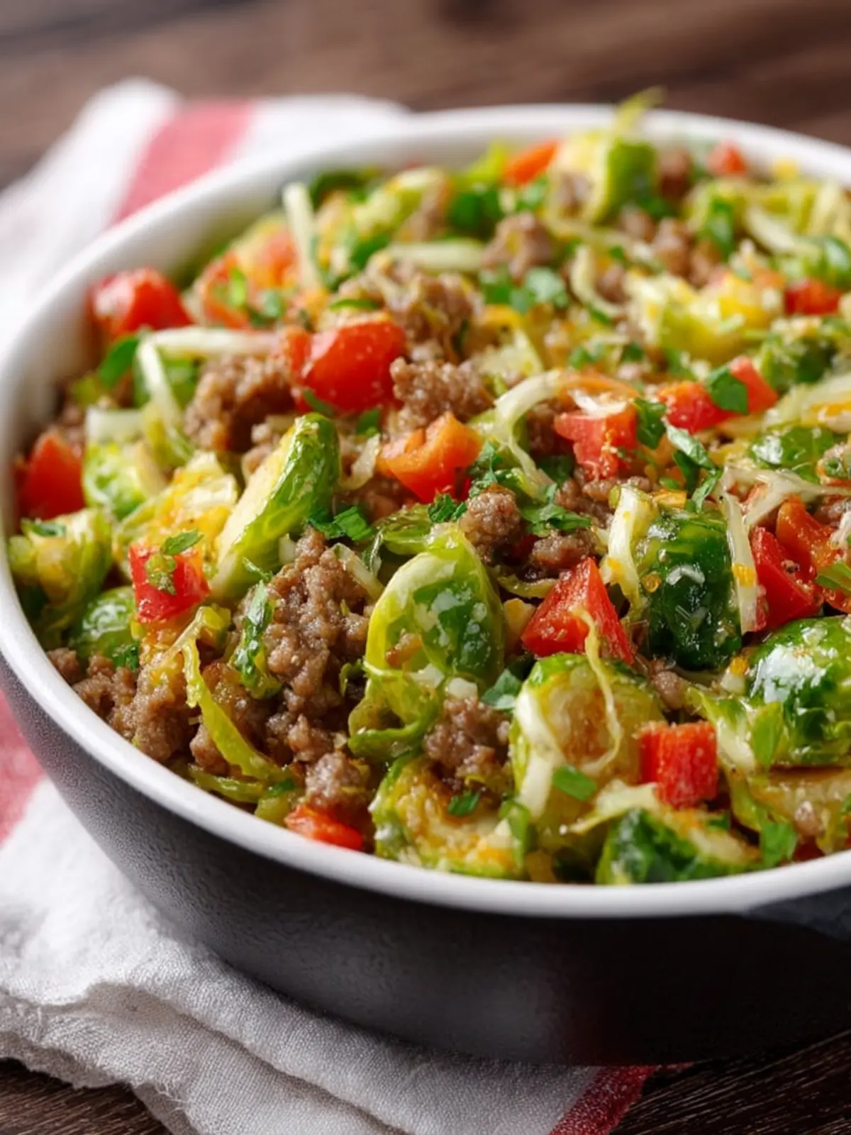 Brussels Sprouts Ground Turkey Skillet Recipe First Image