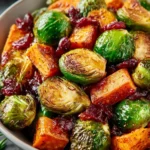 Irresistible Maple Roasted Brussels Sprouts & Sweet Potatoes First Image