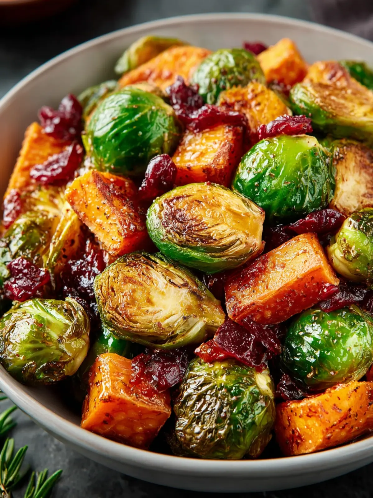 Irresistible Maple Roasted Brussels Sprouts & Sweet Potatoes First Image