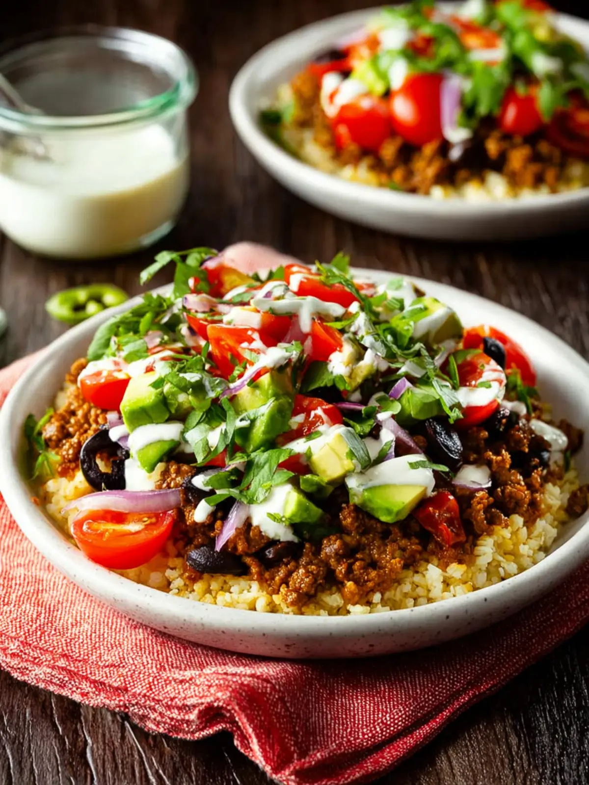 Ground Beef Cauliflower Rice Taco Bowls First Image