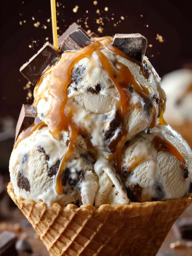No Churn Caramel Chocolate Chunk Ice Cream First Image