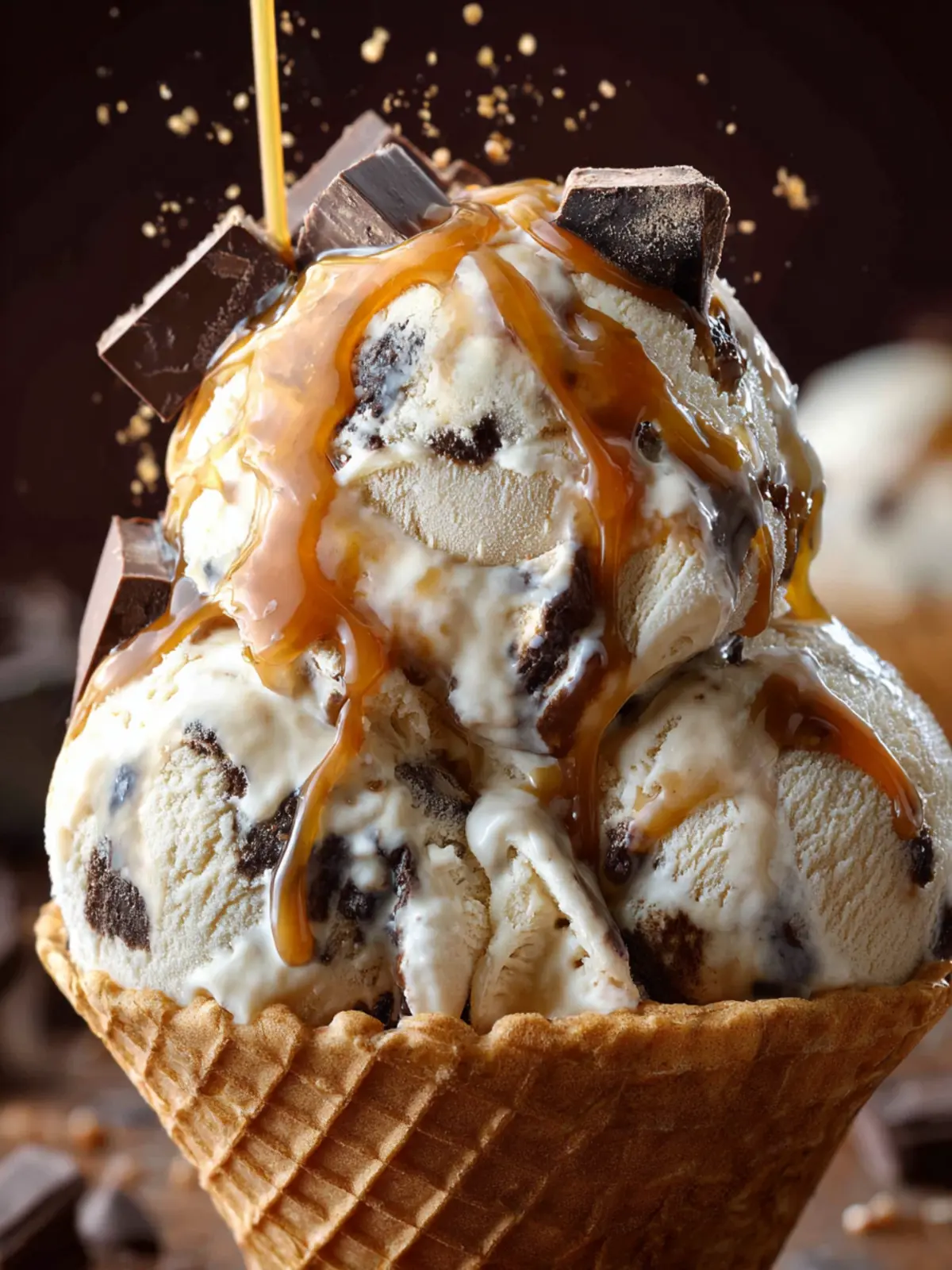 No Churn Caramel Chocolate Chunk Ice Cream First Image