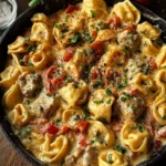 The Best Loaded Cajun Alfredo Tortellini Skillet Recipe First Image