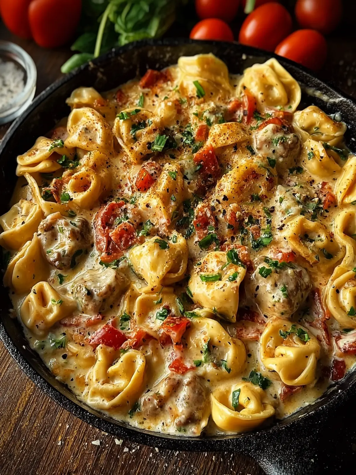 The Best Loaded Cajun Alfredo Tortellini Skillet Recipe First Image