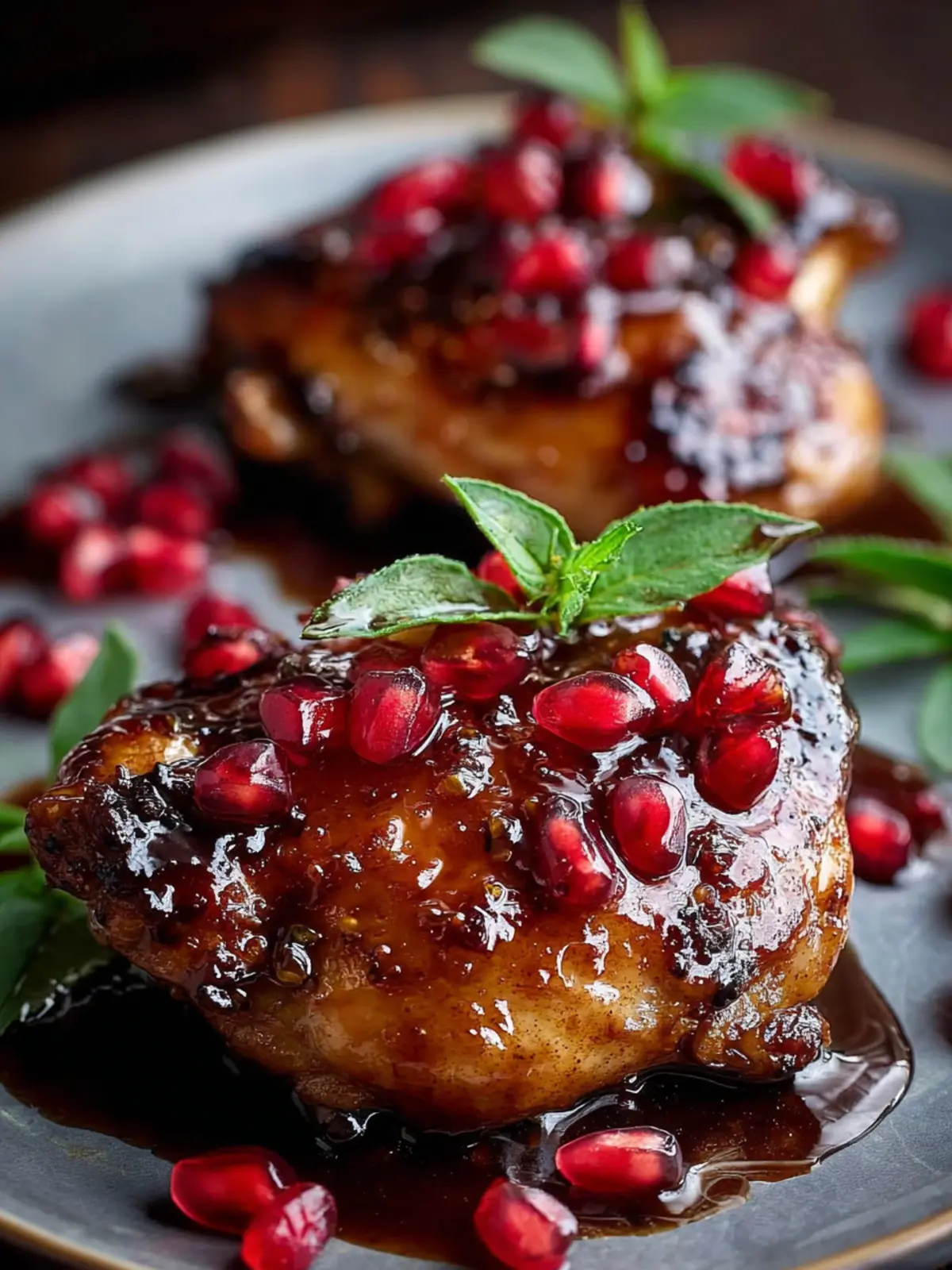 Irresistible Pomegranate Balsamic Glazed Chicken Thighs First Image