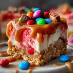 No-Bake M&M’s Caramel Cheesecake Bars – Easy Creamy Dessert Recipe First Image