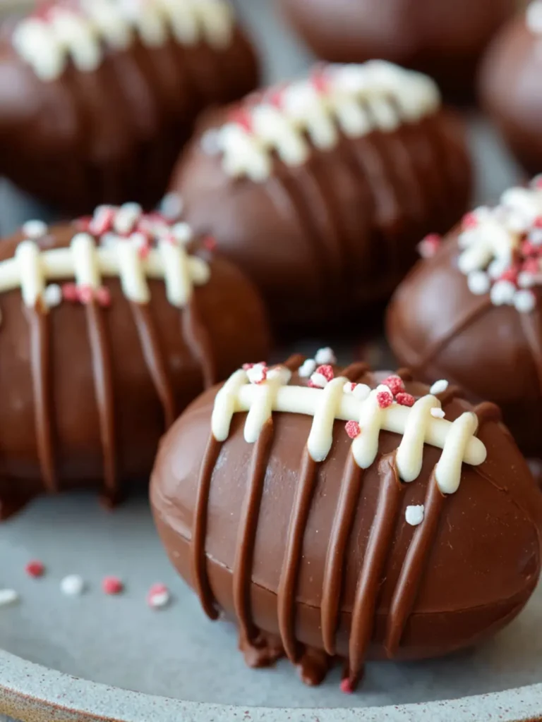 Homemade Chocolate Peanut Butter Footballs First Image