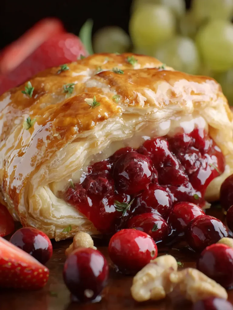 Baked Cranberry and Brie Puff Pastry First Image