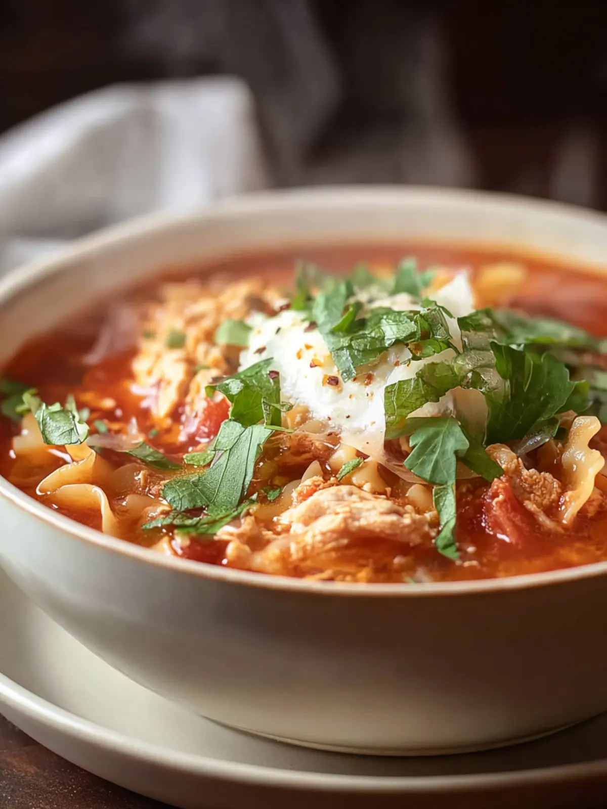 Healthy Lasagna Soup with Turkey, Easy, One Pot First Image