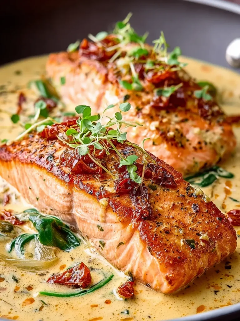 Irresistible Pan Seared Salmon with Sun-Dried Tomato Cream First Image