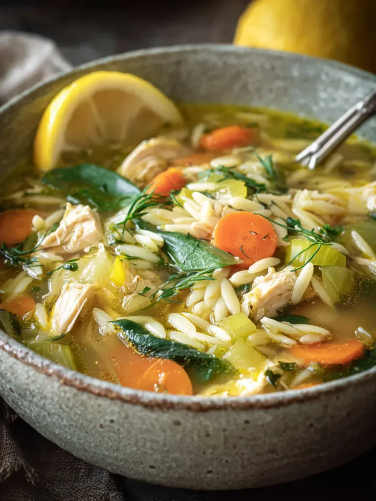 One-Pot Lemon Chicken Orzo Soup Recipe First Image