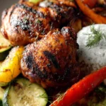 Traeger Grilled Chicken Thighs and Veggies First Image