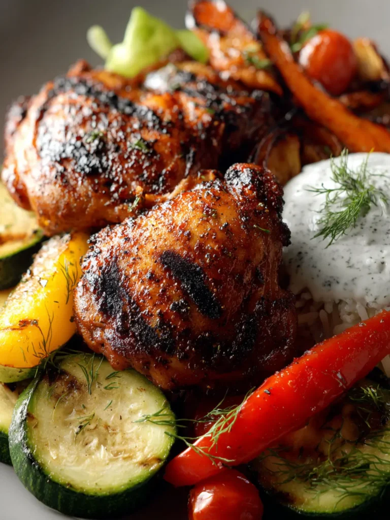 Traeger Grilled Chicken Thighs and Veggies First Image