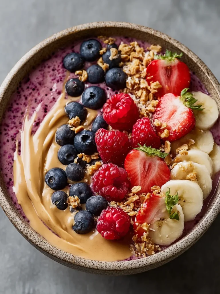 Peanut Butter & Jelly Smoothie Bowl Recipe First Image