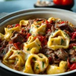 Crock Pot Cheesesteak Tortellini Recipe First Image