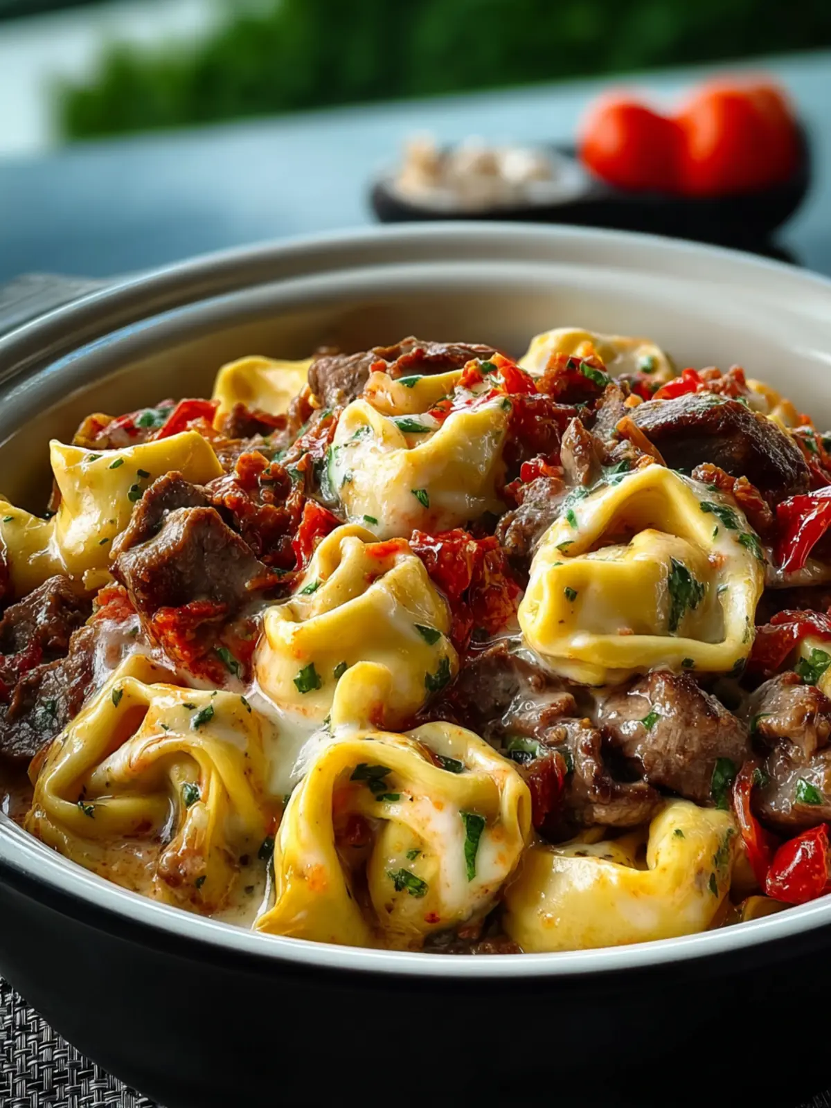 Crock Pot Cheesesteak Tortellini Recipe First Image