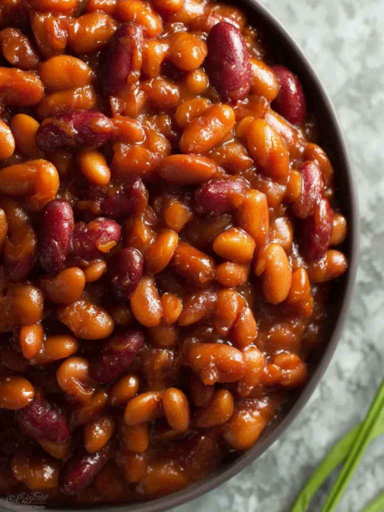 Healthier Slow Cooker Maple Balsamic Baked Beans First Image