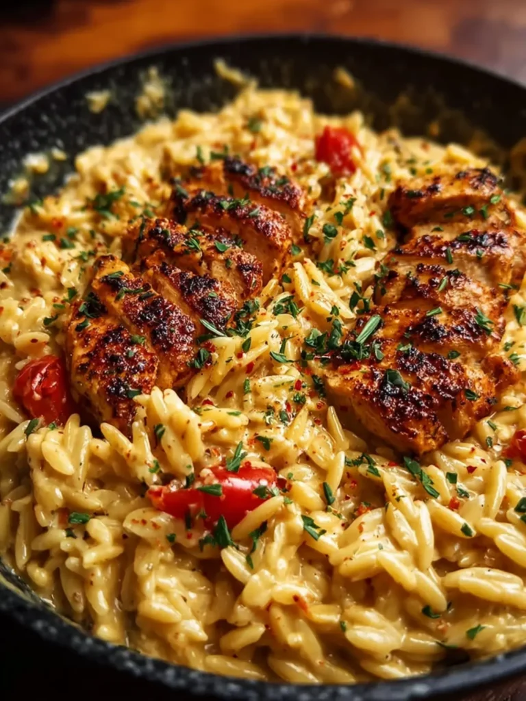 one pot cajun chicken alfredo orzo First Image